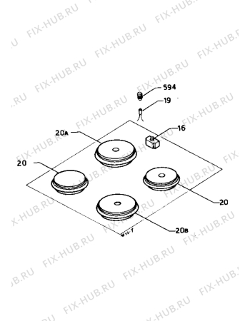 Взрыв-схема плиты (духовки) Zanussi WE40X - Схема узла Electrical cooking plates